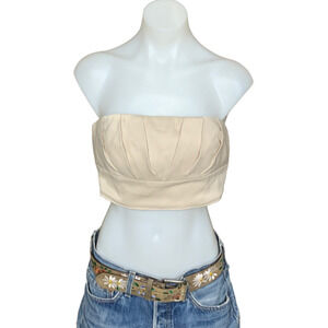 Majorelle Strapless Corset Top Cream MEDIUM Bandeau One of Kind Upcycled NEW